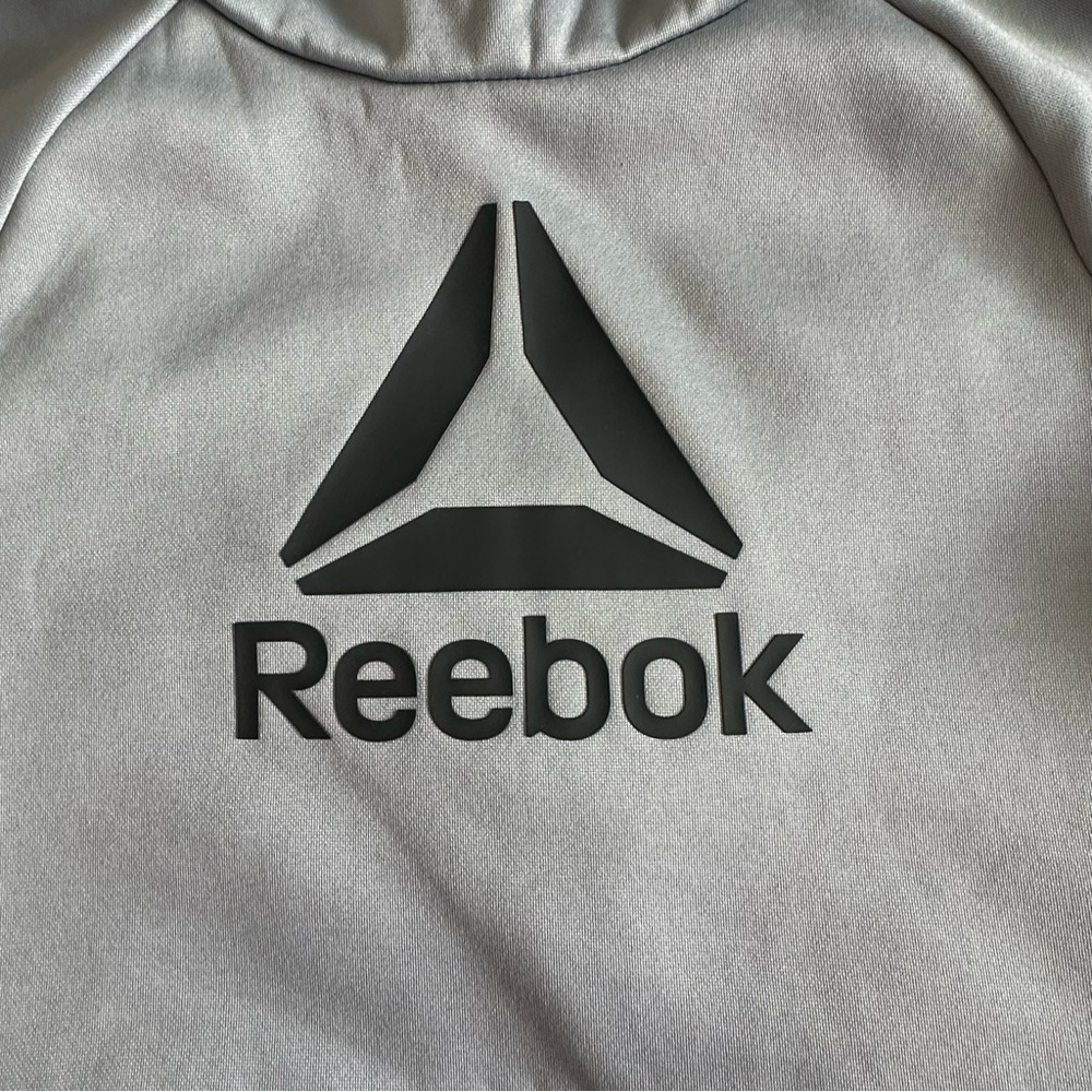 Reebok Kids Boy's L(10/12) Gray & Black Logo Sleeved Pullover Hooded Sporty Top - Picture 7 of 12